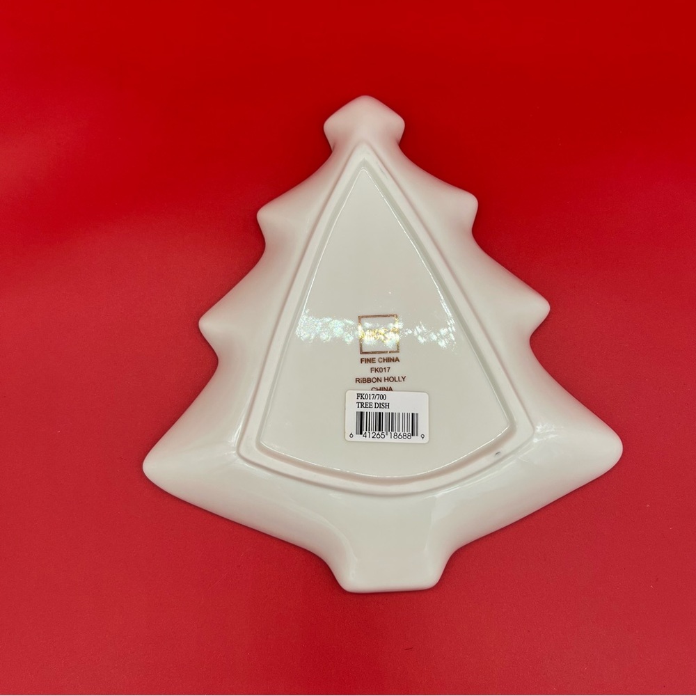 Mikasa Ribbon Holly Christmas Tree Candy Dish - Picture 5 of 5